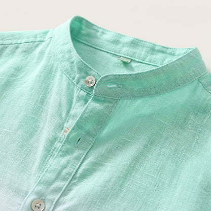 Men's Linen Blend Hawaiian Shirt Breathable Gradient Blue – Azure