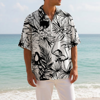 Flamingo Print Shirt Cotton Blend Short Sleeve – Isla