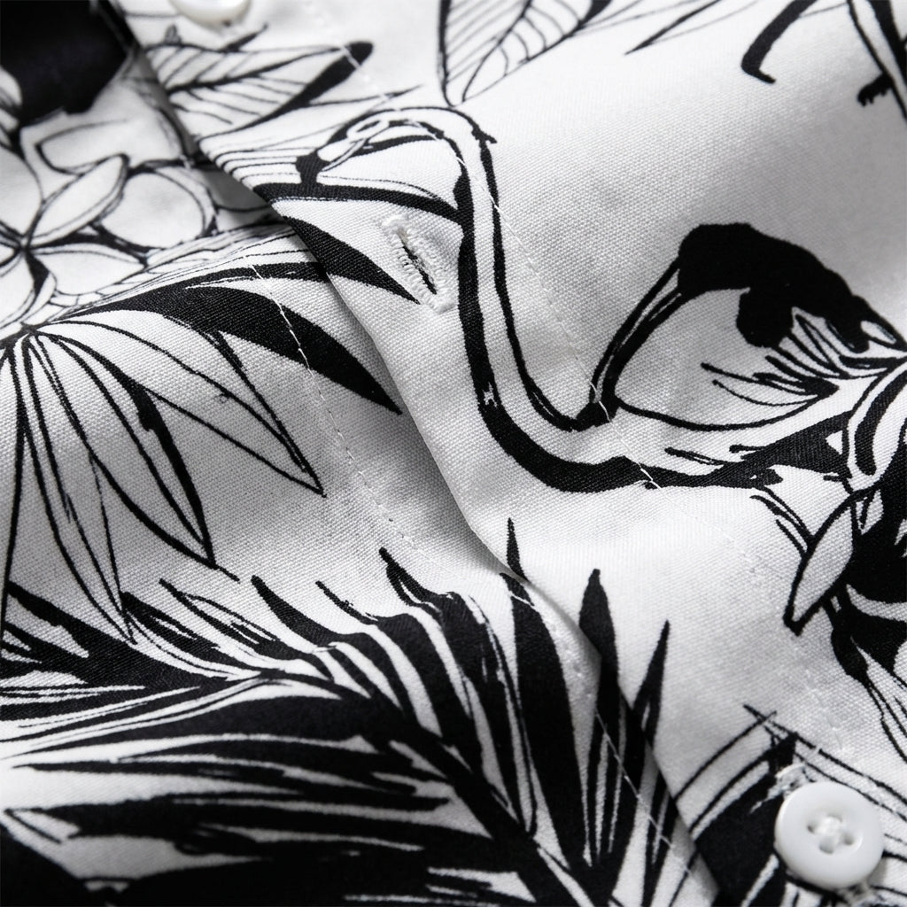 Flamingo Print Shirt Cotton Blend Short Sleeve – Isla