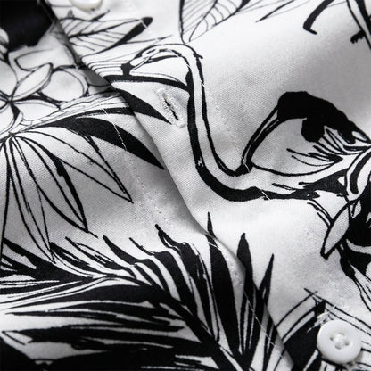 Flamingo Print Shirt Cotton Blend Short Sleeve – Isla