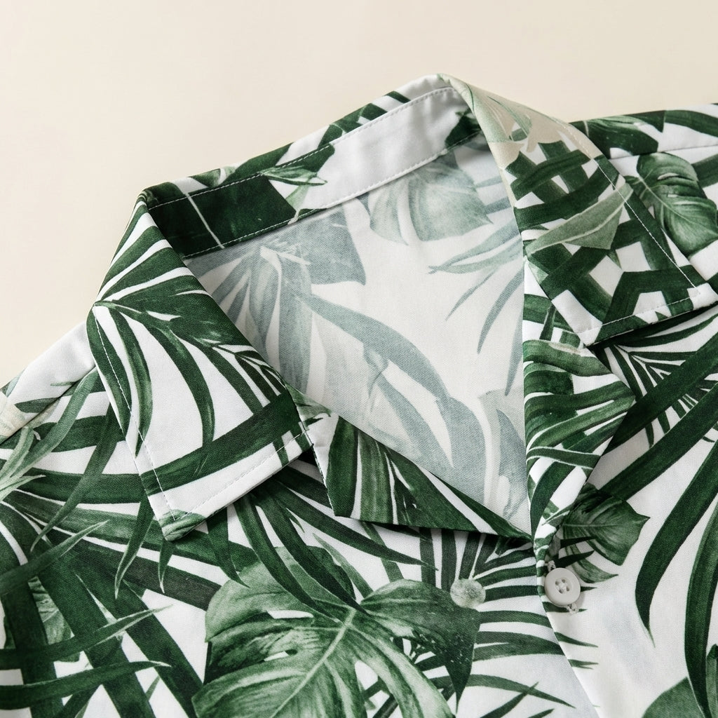 Men's Plant Print Hawaiian Shirt Cotton Blend Short Sleeve – Siena