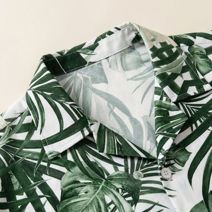 Men's Plant Print Hawaiian Shirt Cotton Blend Short Sleeve – Siena
