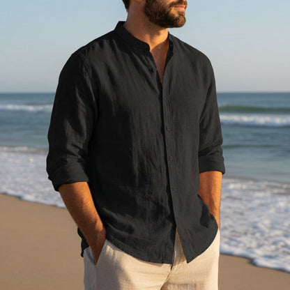 Cotton Linen Casual Shirt Relaxed Fit Long Sleeve – Marlowe
