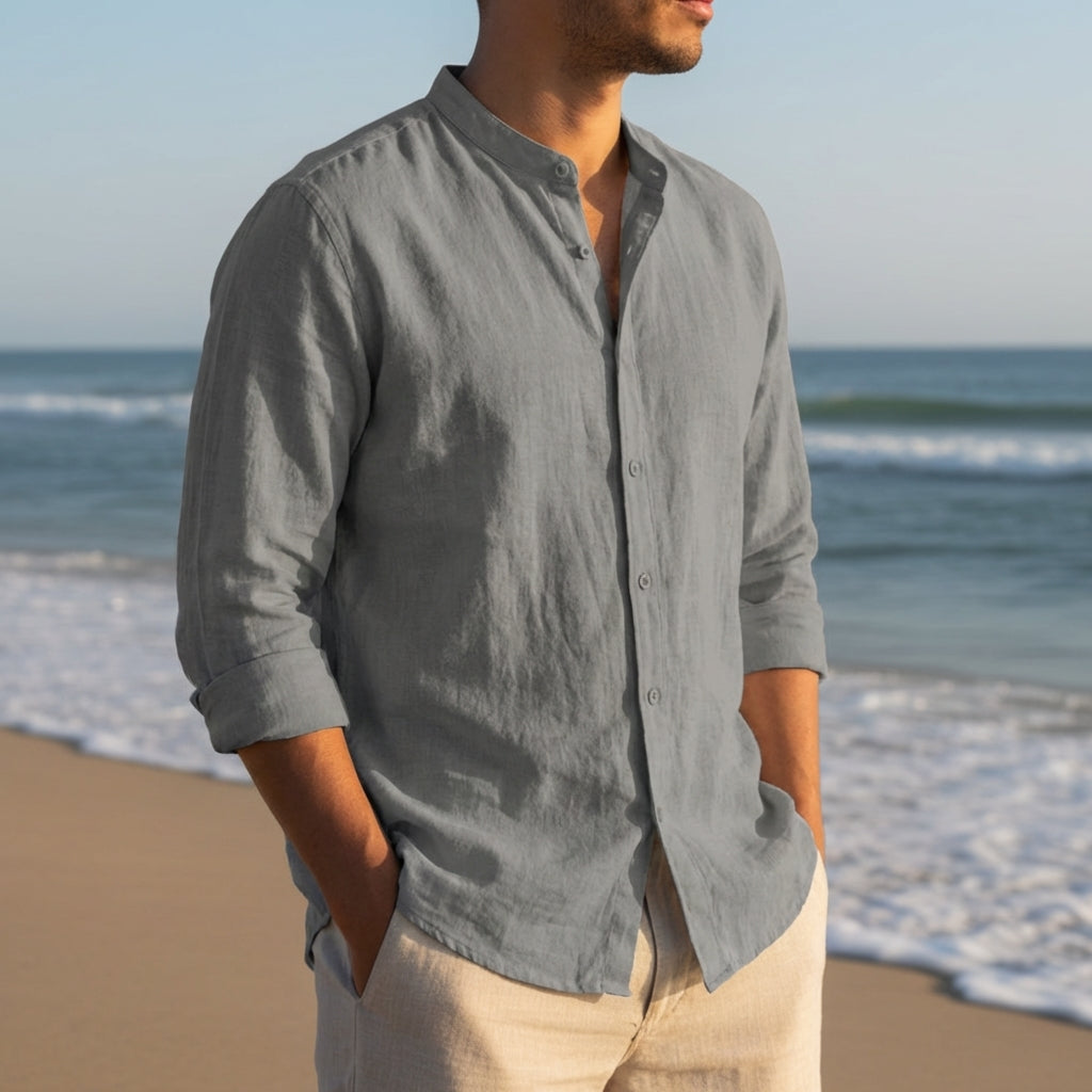 Cotton Linen Casual Shirt Relaxed Fit Long Sleeve – Marlowe