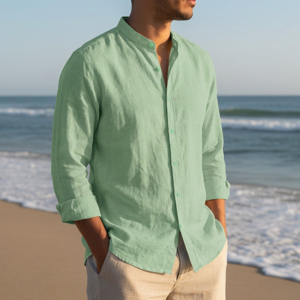 Cotton Linen Casual Shirt Relaxed Fit Long Sleeve – Marlowe