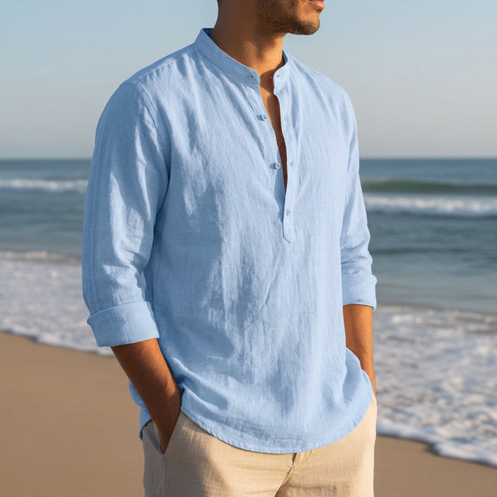 Cotton Linen Casual Shirt Relaxed Fit Long Sleeve – Marlowe