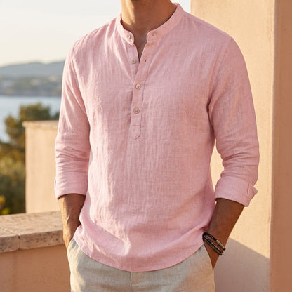 Men's Lightweight Cotton Blend Henley Shirt Long Sleeve – Marco
