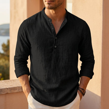 Men's Lightweight Cotton Blend Henley Shirt Long Sleeve – Marco
