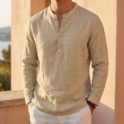 Men's Lightweight Cotton Blend Henley Shirt Long Sleeve – Marco