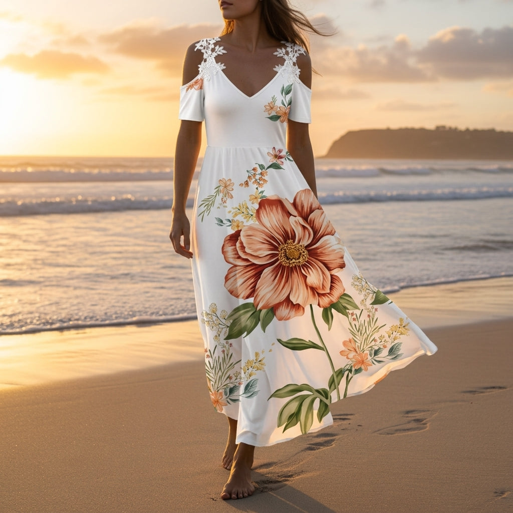 Lace Sleeveless Dress for Women Cotton Blend Long Style – Celeste