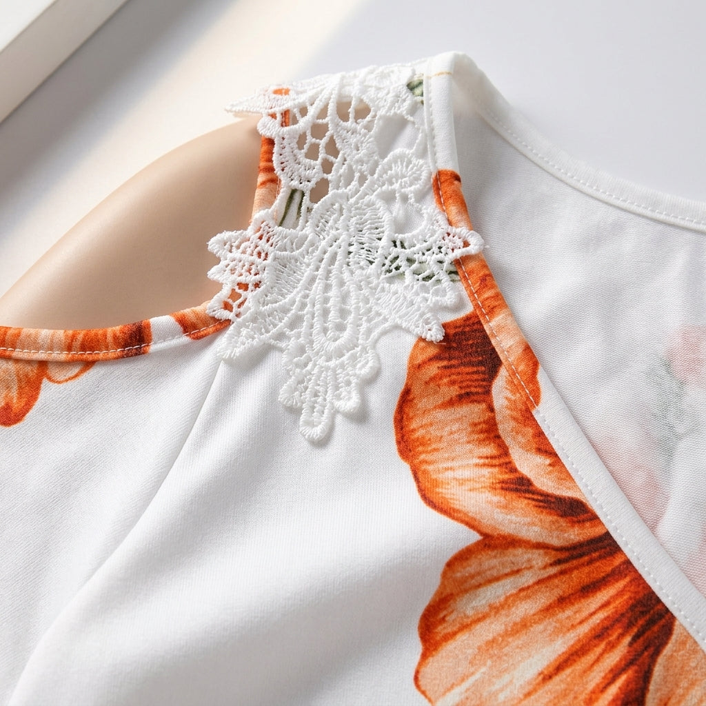 Lace Sleeveless Dress for Women Cotton Blend Long Style – Celeste