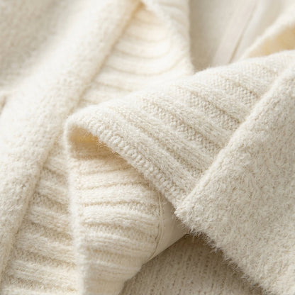 Women's Soft White Hooded Sweater Coat Cotton Blend Open Cardigan – Marlowe