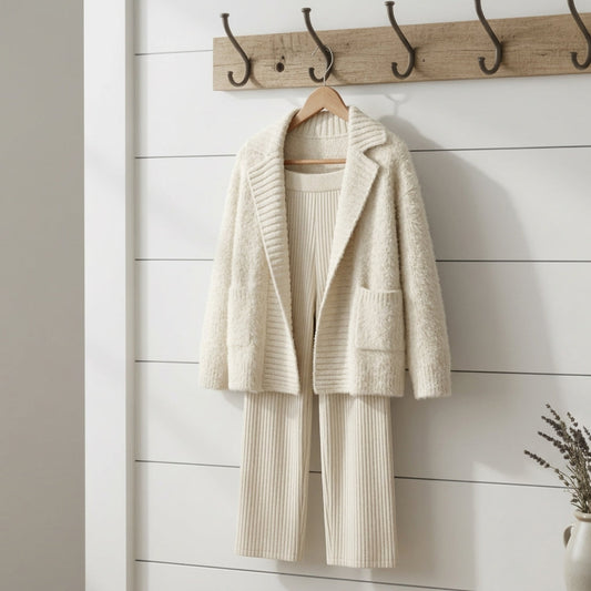 Women's Soft White Hooded Sweater Coat Cotton Blend Open Cardigan – Marlowe