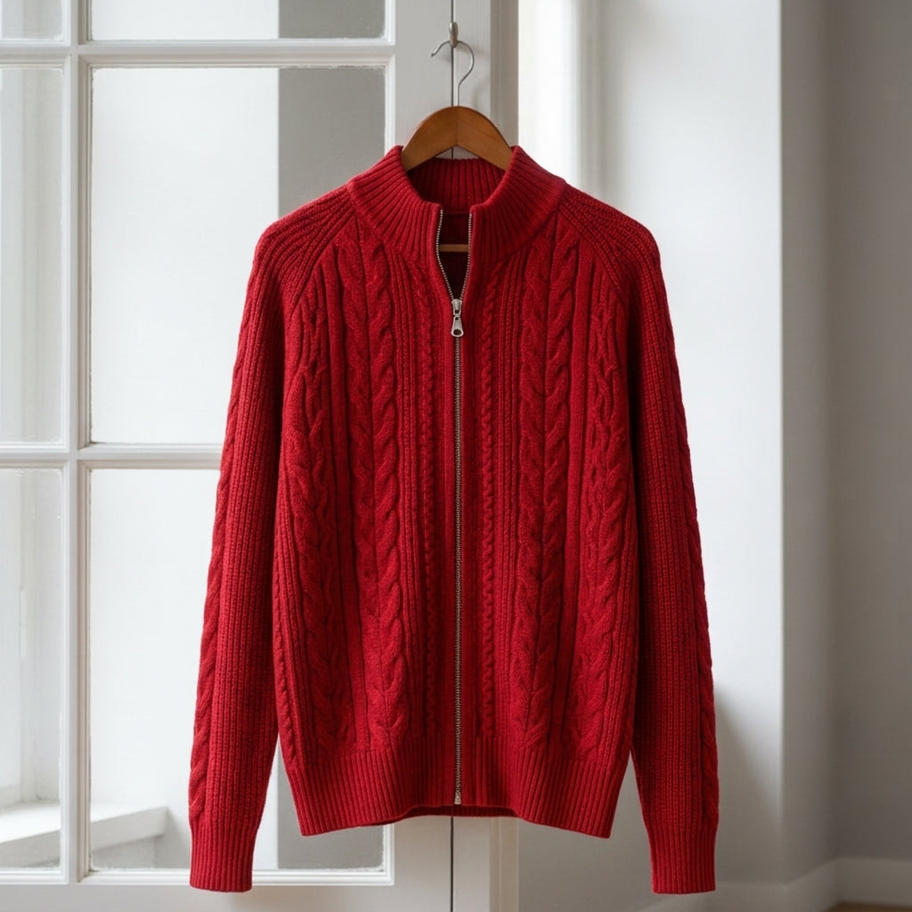 Knitted Cardigan Jacket for Women Cotton Blend Half High Collar Zipper – Marlowe