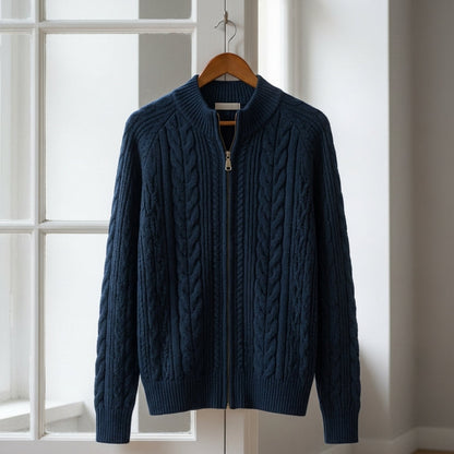 Knitted Cardigan Jacket for Women Cotton Blend Half High Collar Zipper – Marlowe