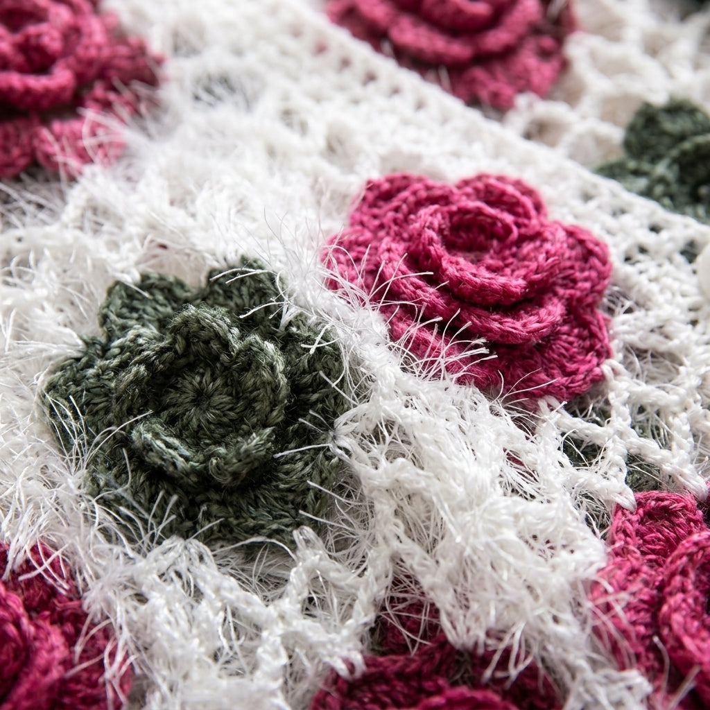 Crocheted Cardigan 3XL Cotton Blend 3D Flower Openwork – Marielle