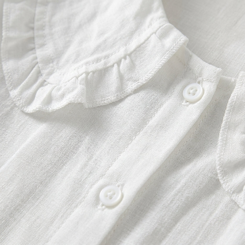 Women's Cotton Linen Ruffle Neck Shirt Loose Fit – Barcelona