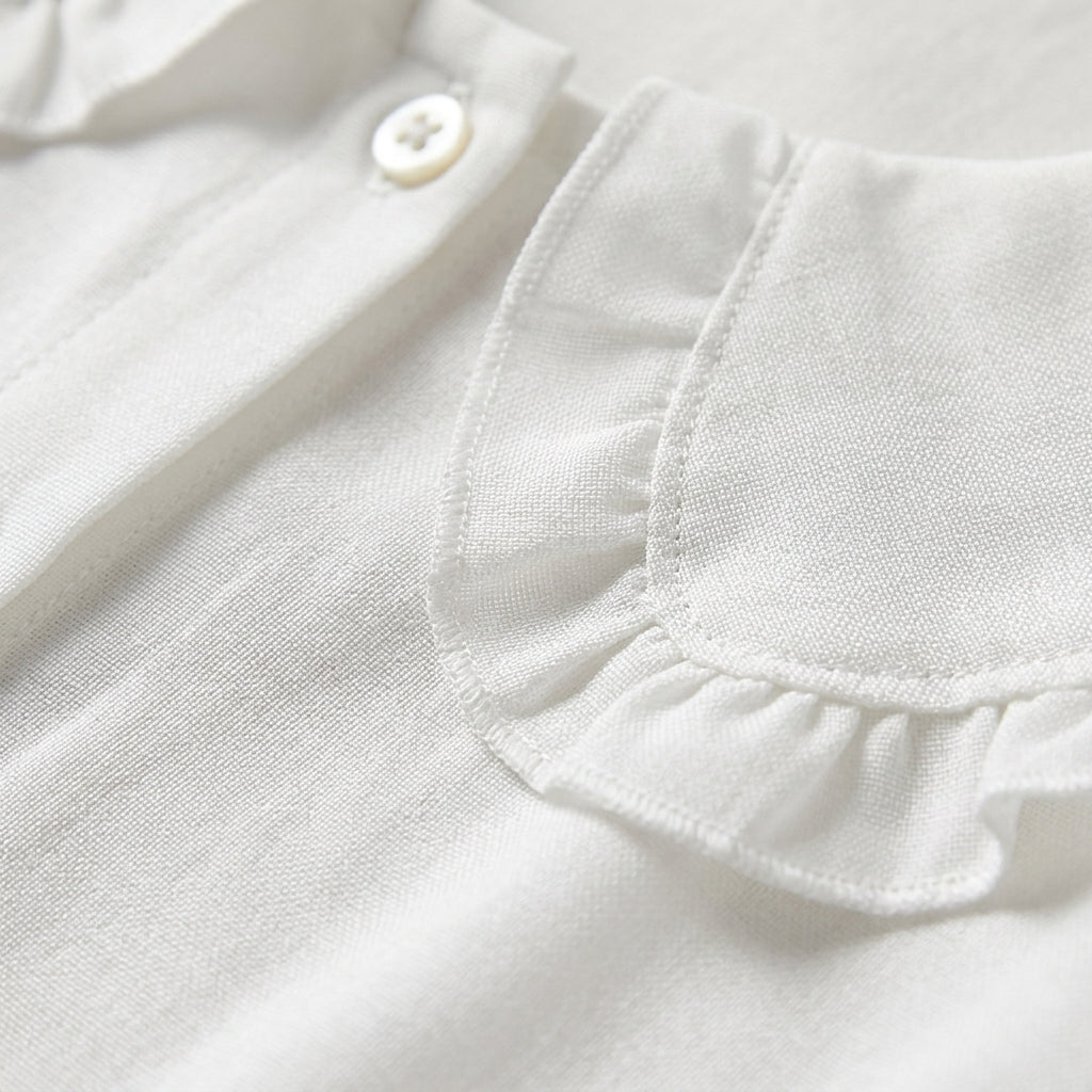 Women's Cotton Linen Ruffle Neck Shirt Loose Fit – Barcelona