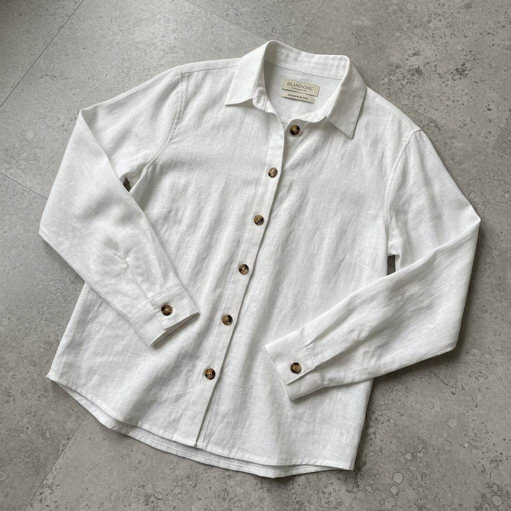 Women's Linen Blend Blouse Relaxed Fit Classic Collar – Celeste
