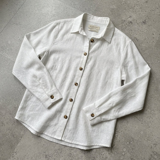 Women's Linen Blend Blouse Relaxed Fit Classic Collar – Celeste