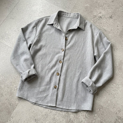 Women's Linen Blend Blouse Relaxed Fit Classic Collar – Celeste