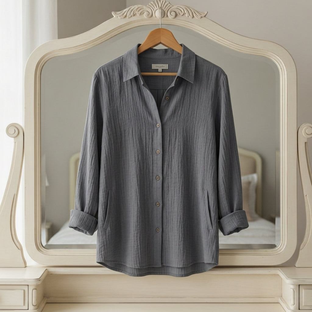 Women's Cotton Blend Button Down Shirt Casual Style – Celeste