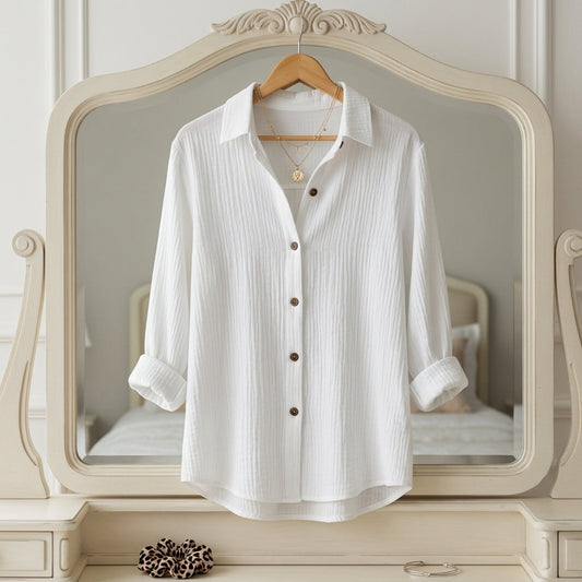 Women's Cotton Blend Button Down Shirt Casual Style – Celeste