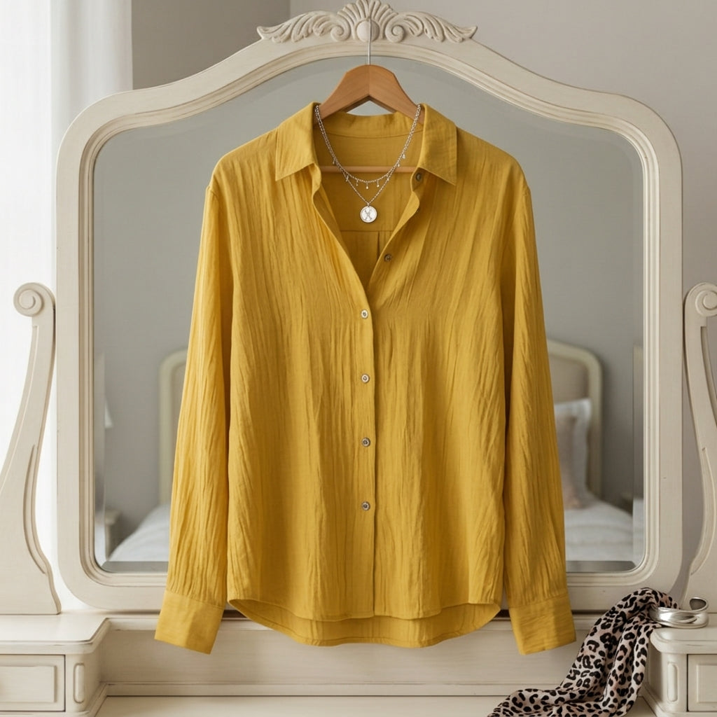 Women's Cotton Blend Button Down Shirt Casual Style – Celeste