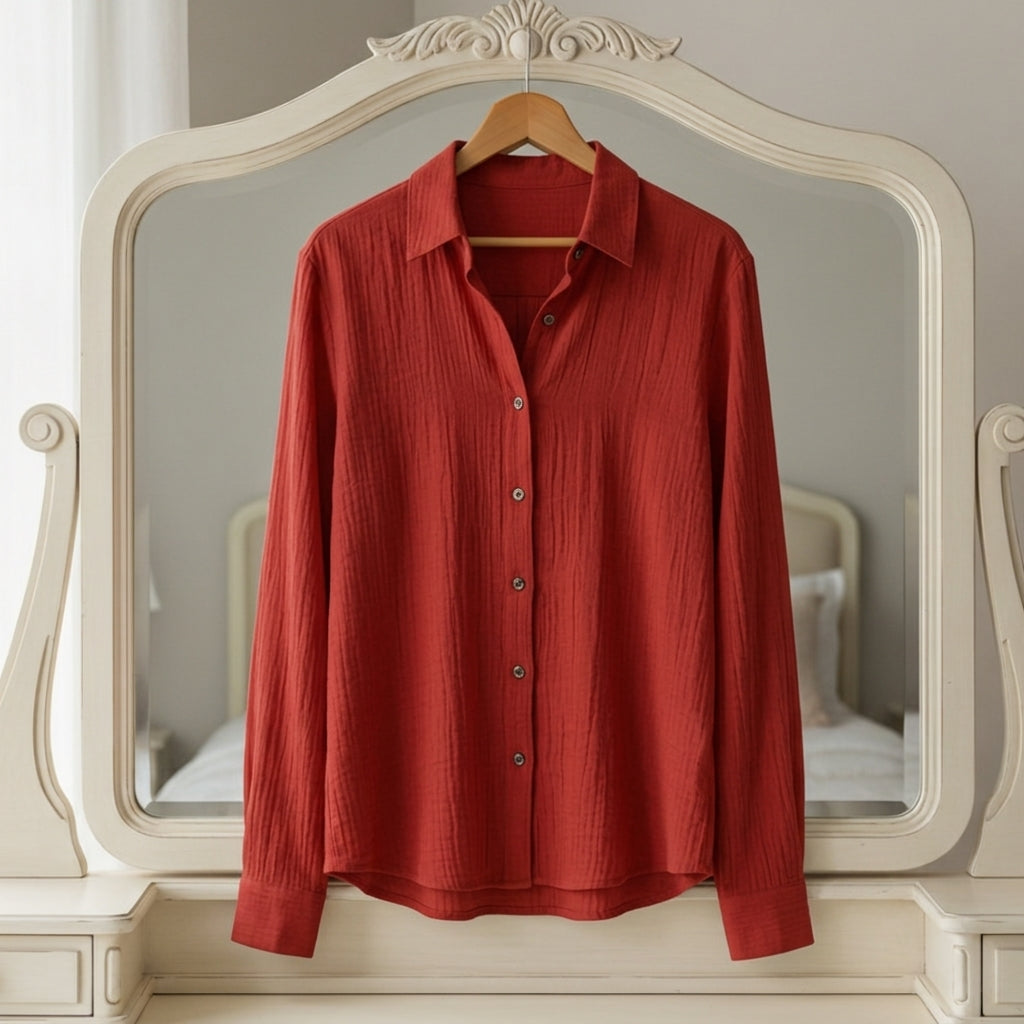 Women's Cotton Blend Button Down Shirt Casual Style – Celeste