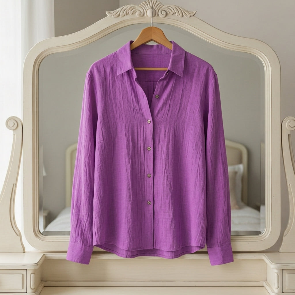 Women's Cotton Blend Button Down Shirt Casual Style – Celeste