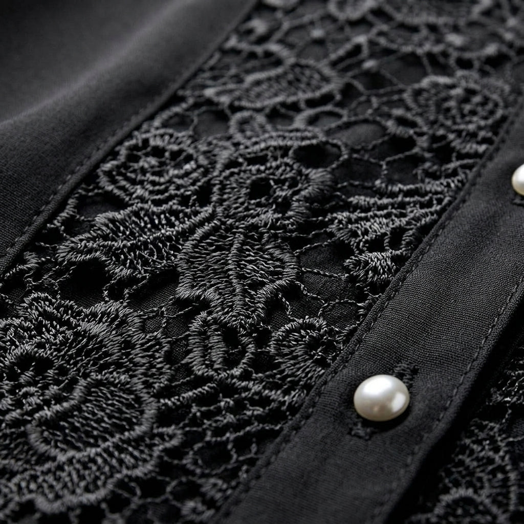 Women's Lace Blouse Cotton Blend Embroidered Fit – Elara