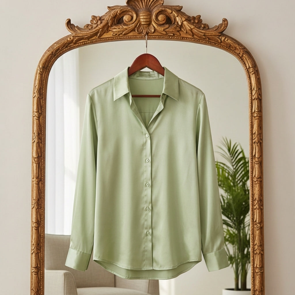 Women's Satin Long Sleeve Blouse Loose Fit – Celeste