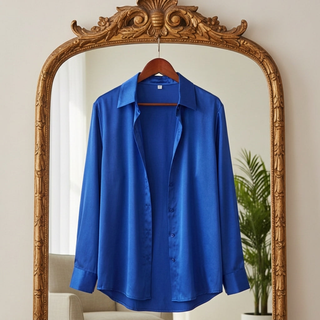 Women's Satin Long Sleeve Blouse Loose Fit – Celeste