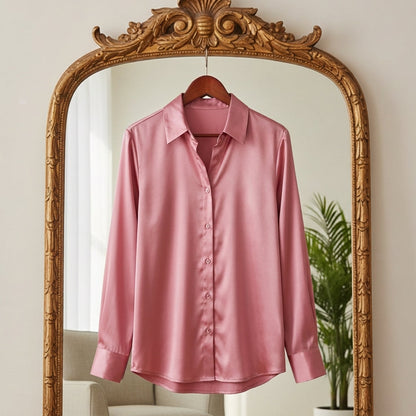 Women's Satin Long Sleeve Blouse Loose Fit – Celeste