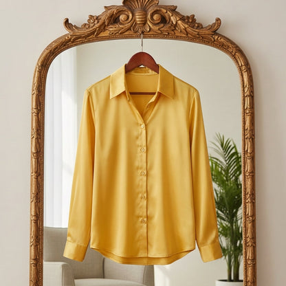 Women's Satin Long Sleeve Blouse Loose Fit – Celeste