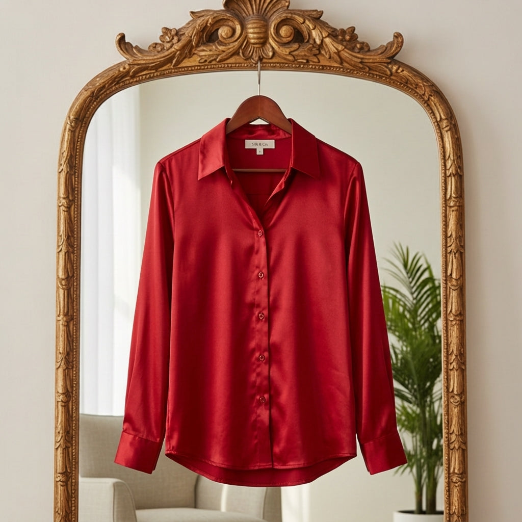 Women's Satin Long Sleeve Blouse Loose Fit – Celeste