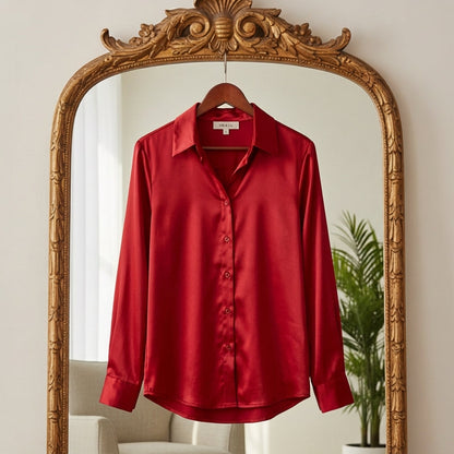 Women's Satin Long Sleeve Blouse Loose Fit – Celeste