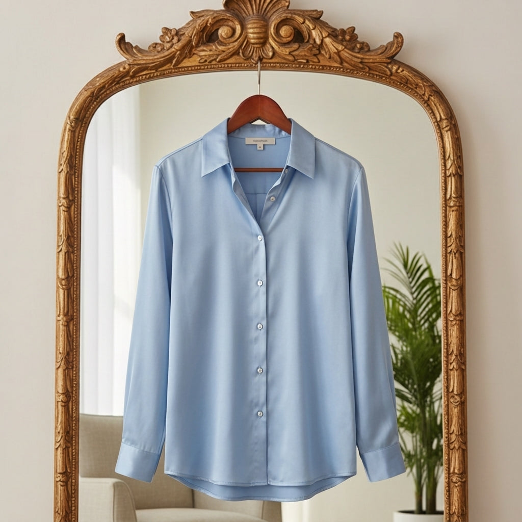 Women's Satin Long Sleeve Blouse Loose Fit – Celeste