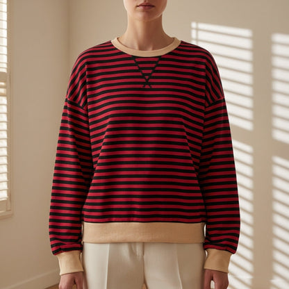 Women's Striped Long Sleeve T-Shirt Oversized Cotton Blend – Marlowe