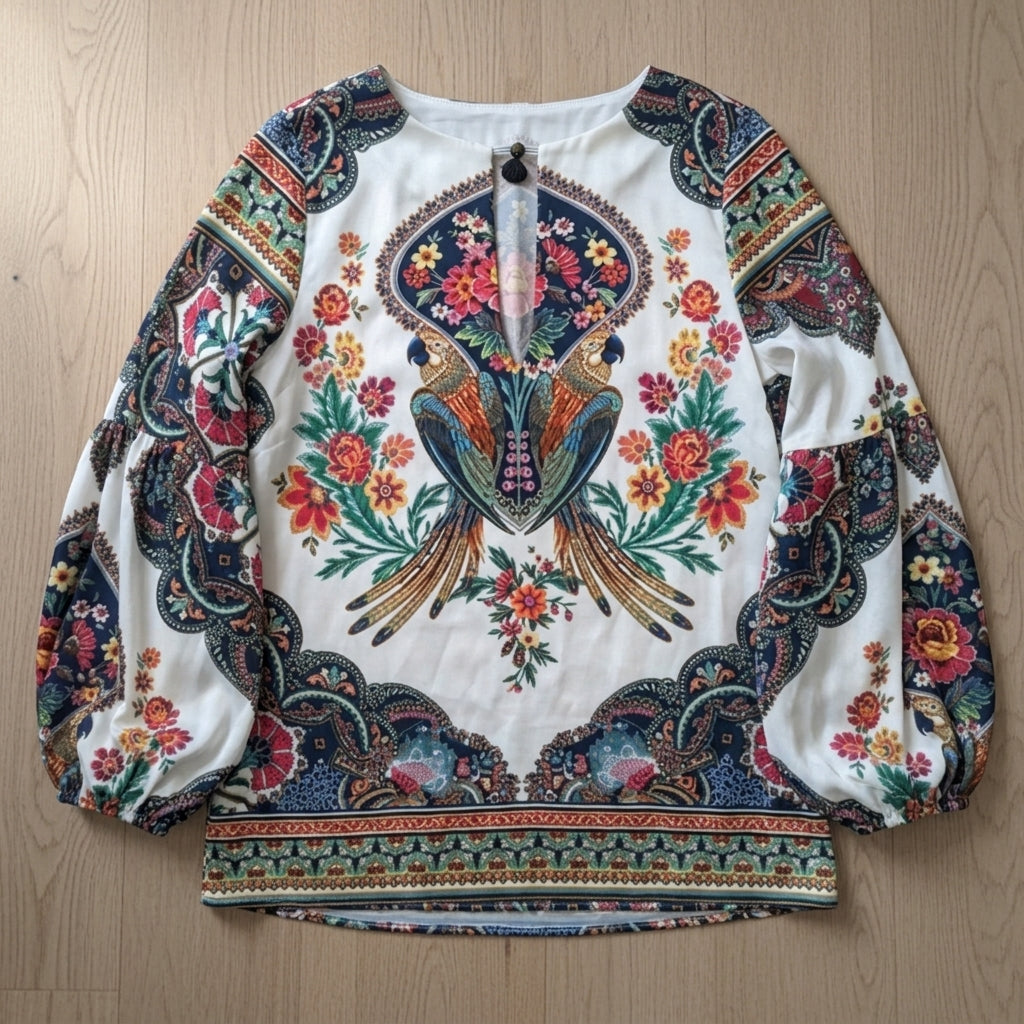 Floral Cotton Blend Blouse for Women Lightweight Style – Amelie