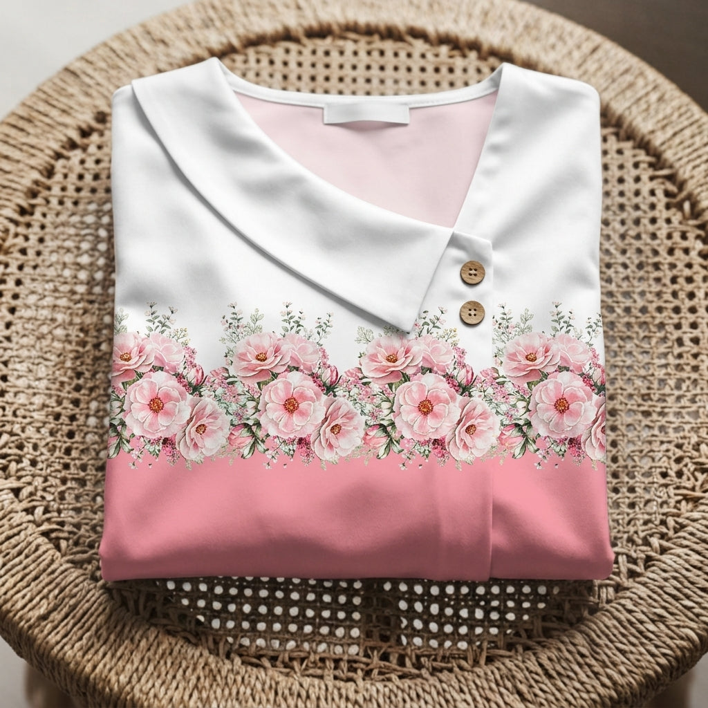 Women's Floral Print Blouse Long Sleeve Cotton Blend – Celeste