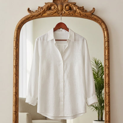 Women's Draped Cotton Blend Blouse Long Sleeve – Celeste