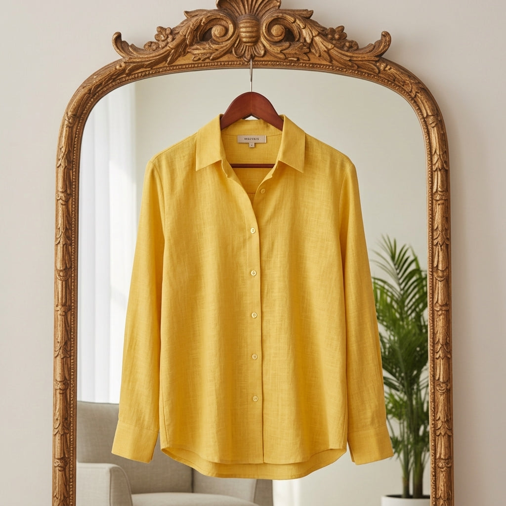 Women's Draped Cotton Blend Blouse Long Sleeve – Celeste