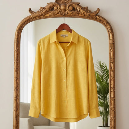 Women's Draped Cotton Blend Blouse Long Sleeve – Celeste