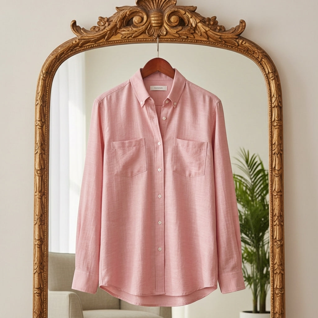Women's Draped Cotton Blend Blouse Long Sleeve – Celeste