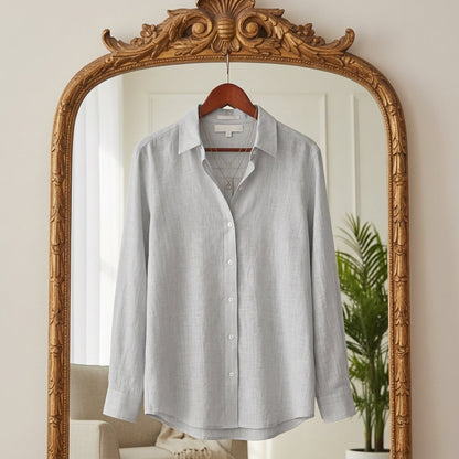 Women's Draped Cotton Blend Blouse Long Sleeve – Celeste