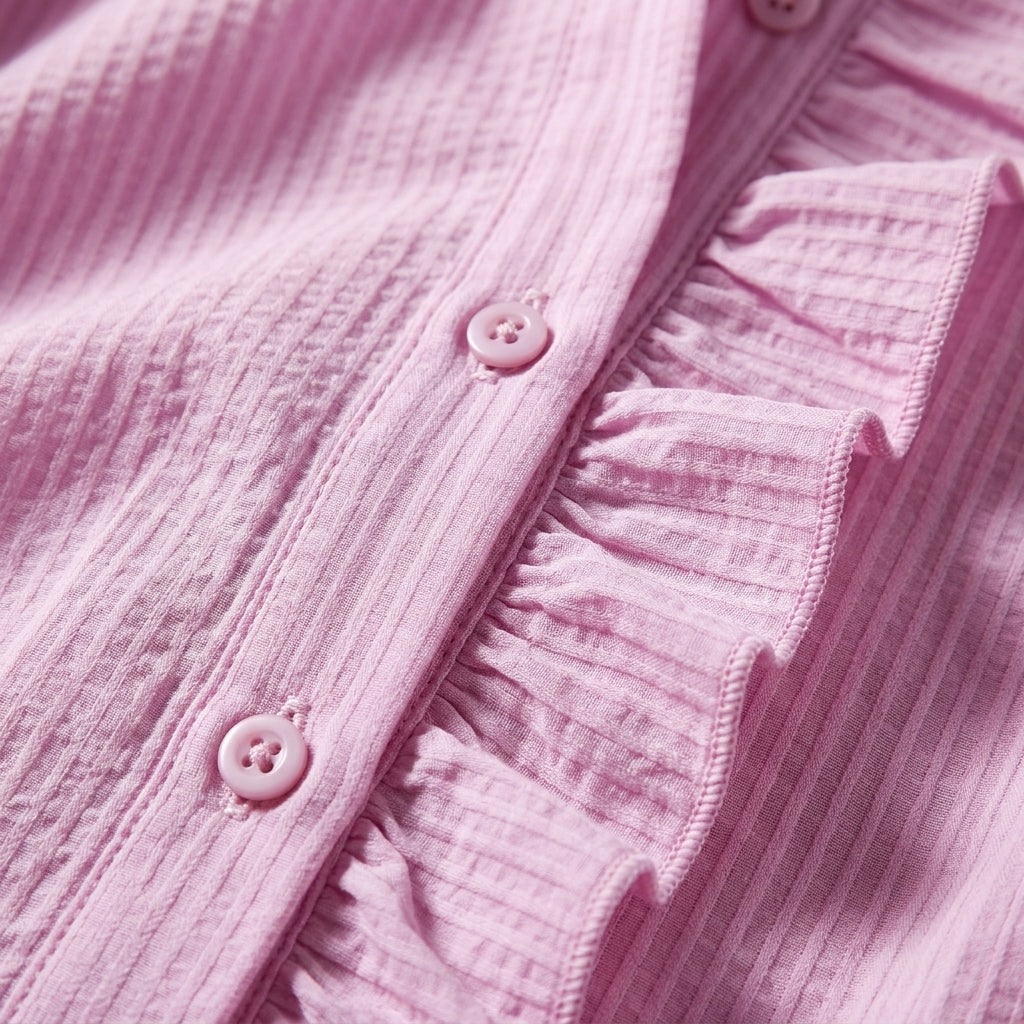 Women's Striped Cotton Blend Blouse with Ruffles – Camille