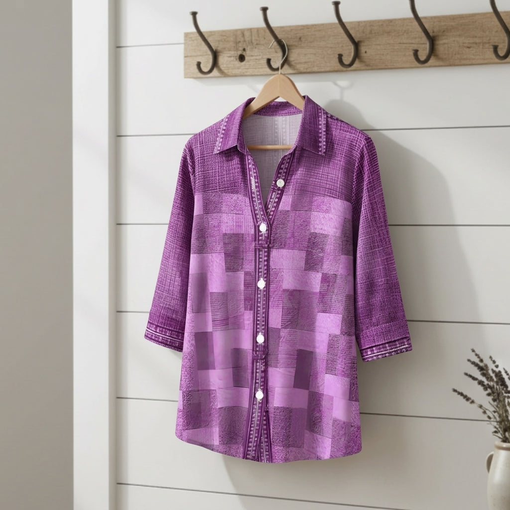 Women's Check Blouse Cotton Blend Relaxed Fit – Marlowe