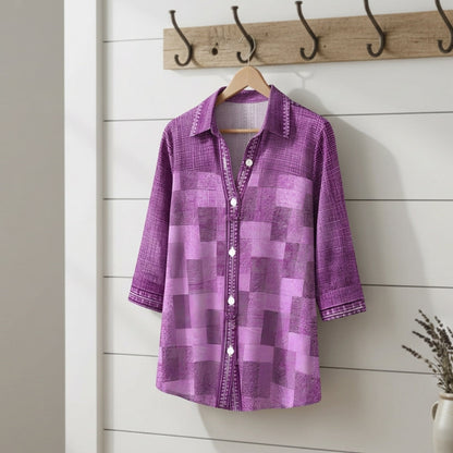 Women's Check Blouse Cotton Blend Relaxed Fit – Marlowe