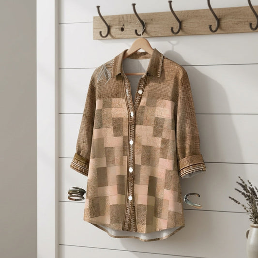 Women's Check Blouse Cotton Blend Relaxed Fit – Marlowe